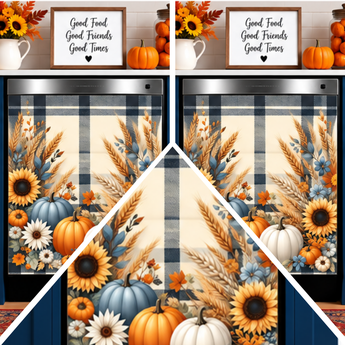KitchiMag Pumpkin Plaid Harvest Dishwasher Magnet | Fall Kitchen Decor