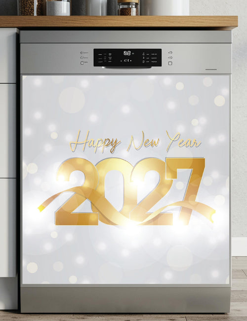 KitchiMag Happy New Year 2027 Gold Dishwasher Magnet | Holiday Kitchen Decor