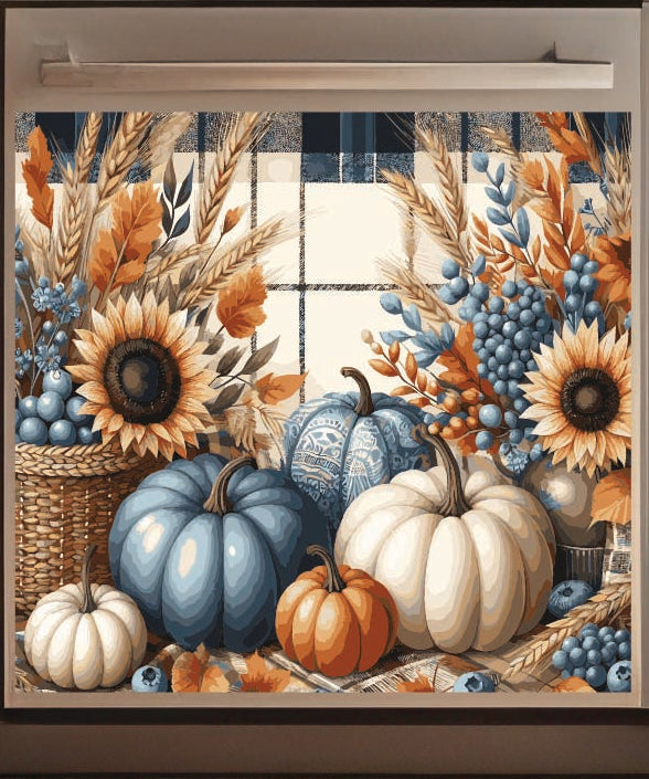 Decorative dishwasher magnet  with a fall-themed design.