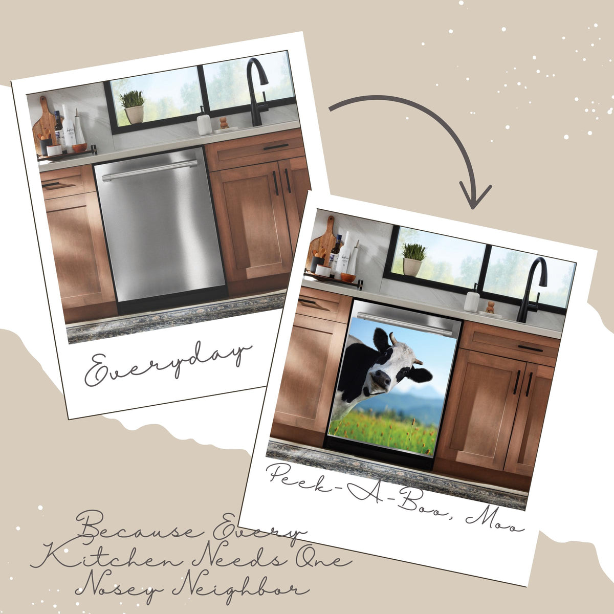 kitchiMag Peek-A-Moo Cow Dishwasher Magnet | Cute Cow Kitchen Decor